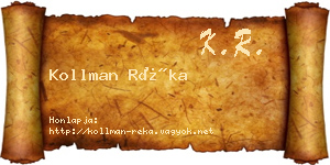 Kollman Réka névjegykártya